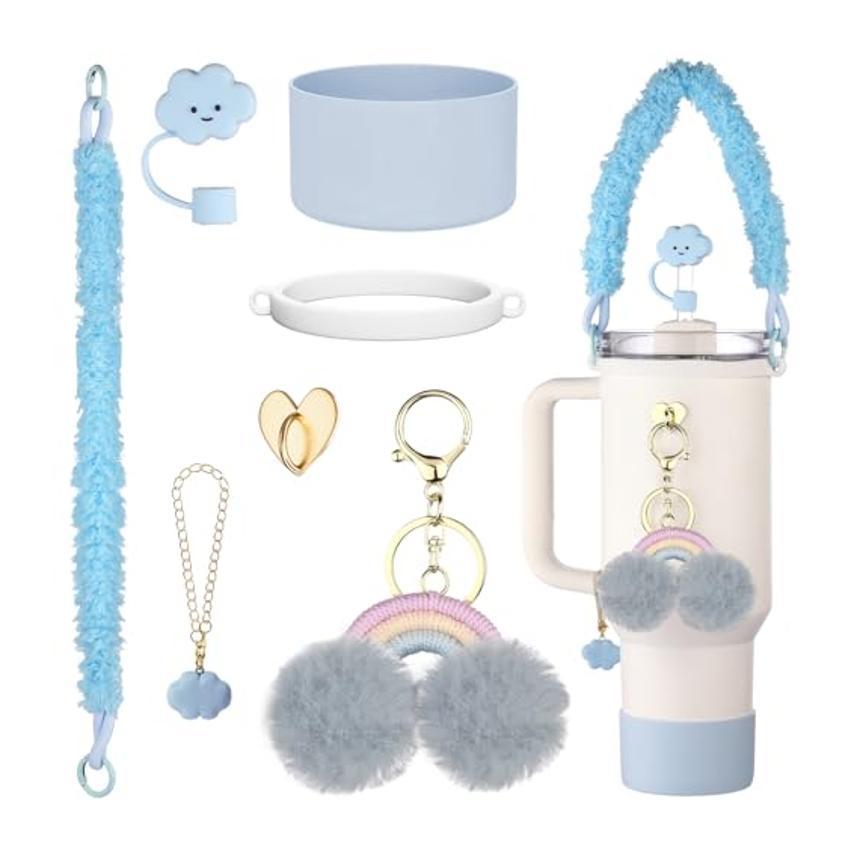 Silicone Straw Lid Silica Gel Cup Cover Water Bottle Handle Strap